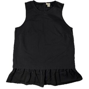 J.Crew Sleeveless Peplum Top Women's Size Small Black Back Button Cotton Blend